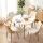 Artiss 5PCS Round Dining Table and 4 PU Leather Chairs Set 108cm White Nordic Pine Beech Design 5PCS
