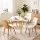 Artiss 5PCS Round Dining Table and 4 PU Leather Chairs Set 108cm White Nordic Pine Beech Design 5PCS