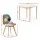 Artiss 108cm Round Dining Table and 4 Fabric Eiffel Chairs Set White Top Pine Legs Beech Wood Seats Mid-Century