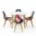 Artiss 108cm Round Dining Table and 4 Fabric Eiffel Chairs Set White Top Pine Legs Beech Wood Seats Mid-Century
