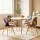 Artiss 108cm Round Dining Table and 4 Fabric Eiffel Chairs Set White Top Pine Legs Beech Wood Seats Mid-Century