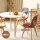 Artiss 108cm Round Dining Table and 4 Fabric Eiffel Chairs Set White Top Pine Legs Beech Wood Seats Mid-Century