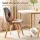 Artiss 108cm Round Dining Table and 4 Fabric Eiffel Chairs Set White Top Pine Legs Beech Wood Seats Mid-Century