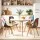 Artiss 108cm Round Dining Table and 4 Fabric Eiffel Chairs Set White Top Pine Legs Beech Wood Seats Mid-Century