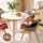 Artiss Dining Table and 4 Mid-Century Chairs Set 108cm Round White MDF Tabletop Pine Legs Linen Chairs