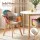 Artiss Dining Table and 4 Mid-Century Chairs Set 108cm Round White MDF Tabletop Pine Legs Linen Chairs