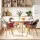 Artiss Dining Table and 4 Mid-Century Chairs Set 108cm Round White MDF Tabletop Pine Legs Linen Chairs