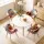 Artiss Dining Table and 4 Mid-Century Chairs Set 108cm Round White MDF Tabletop Pine Legs Linen Chairs