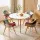 Artiss Dining Table and 4 Mid-Century Chairs Set 108cm Round White MDF Tabletop Pine Legs Linen Chairs