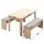 Artiss 3 Piece Dining Set 120cm Oak Table with 2 Upholstered Faux Linen Chairs Powder-Coated Frame