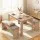 Artiss 3 Piece Dining Set 120cm Oak Table with 2 Upholstered Faux Linen Chairs Powder-Coated Frame