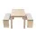 Artiss 3 Piece Dining Set 120cm Oak Table with 2 Upholstered Faux Linen Chairs Powder-Coated Frame