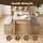Artiss 3 Piece Dining Set 120cm Oak Table with 2 Upholstered Faux Linen Chairs Powder-Coated Frame