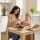 Artiss 3 Piece Dining Set 120cm Oak Table with 2 Upholstered Faux Linen Chairs Powder-Coated Frame