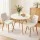 Artiss 3PCS 90cm Round 2 Seater Dining Table and Chairs Set White 20mm MDF Beech Legs PU Leather Diamond