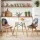 Artiss 3PCS Round 2 Seater Dining Set 90cm Table with 2 Linen Padded Eiffel Chairs White 73cm High tile