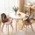 Artiss 3PCS Round 2 Seater Dining Set 90cm Table with 2 Linen Padded Eiffel Chairs White 73cm High tile