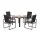 Gardeon 5PCS Outdoor Dining Set - Steel & WPC Table, Textilene Chairs, UV/Weather Resistant, 80cm Black Bistro Furniture