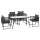 Gardeon 5PC Outdoor Mesh Dining Set - Black Steel Frame, Tempered Glass Table, UV-Resistant, Indoor/Outdoor Use