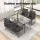Gardeon 5PC Outdoor Mesh Dining Set - Black Steel Frame, Tempered Glass Table, UV-Resistant, Indoor/Outdoor Use