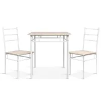 Artiss Machal 3-Piece Dining Set - Natural Oak, Industrial Design, Particle Board & Steel, 70cm Table, Easy to Clean