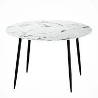 Artiss Dining Table, Round Marble Effect, 110cm, White, Modern Design, Sturdy Metal Legs, Easy Assembly Artiss Dining Table, Round Marble Effect, 110cm, White, Modern Design, Sturdy Metal Legs, Easy Assembly