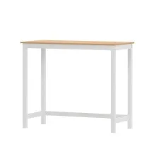 Artiss Ari Bar Table, Solid Pine Wood, 108CM, Pine & White, Rectangular, Sturdy Design, Home & Pub Use