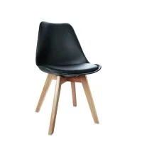 Artiss Set of 4 Black Leather DSW Replica Dining Chairs with PU Leather Seat and Beech Wood Legs, Eiffel Style