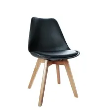 Artiss Set of 4 Black Leather DSW Replica Dining Chairs with PU Leather Seat and Beech Wood Legs, Eiffel Style