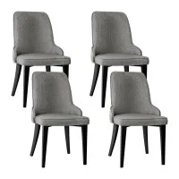 Artiss Dining Chairs Set of 4 Grey Linen Fabric, High Back, Thick Cushioned Seat, Steel Legs, 46x57x90cm