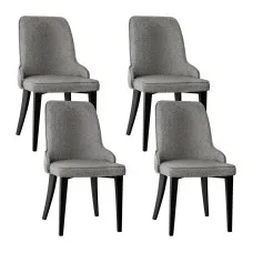 Artiss Dining Chairs Set of 4 Grey Linen Fabric, High Back, Thick Cushioned Seat, Steel Legs, 46x57x90cm