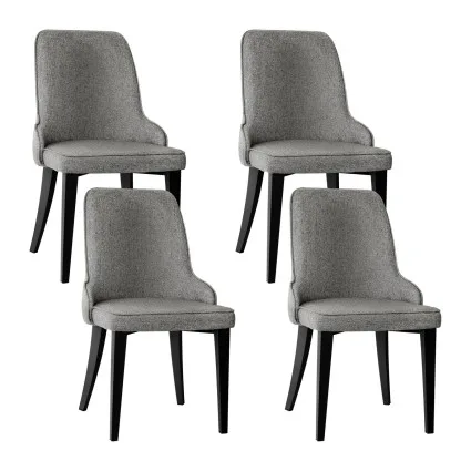 Artiss Dining Chairs Set of 4 Grey Linen Fabric, High Back, Thick Cushioned Seat, Steel Legs, 46x57x90cm