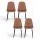 Artiss 4x Retro PU Leather Dining Chairs - Brown, Ergonomic, Sturdy Metal Legs, 40x45x86cm for Kitchen & Home Office