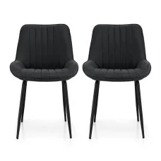 Artiss Retro PU Leather Dining Chairs Set of 2 - Black, Ergonomic, Sturdy Metal Legs, 82cm, Easy Assembly, 1-Year Warranty