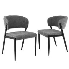 Artiss Dining Chairs Set of 2 Grey Linen Fabric Soft Upholstered Plywood Metal Frame