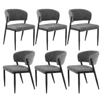 Artiss Dining Chairs Set of 6 Linen Fabric Upholstered Grey Plywood Seat and Backrest Metal Frame Home Office