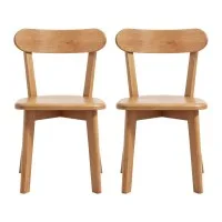 Artiss 2 Dining Chairs Wooden Rubber Wood Curved Backrest Natural Indoor Outdoor Use 150kg Capacity Easy Assembly