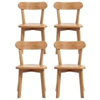 Artiss 4 Piece Natural Rubber Wood Dining Chairs Curved Back X-Base 150kg Indoor Outdoor Set