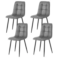 Artiss 4x Retro Dining Chairs, Grey PU Leather, Ergonomic Backrest, Metal Legs, 43x43x90cm, Perfect for Kitchen & Lounge