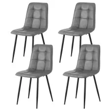 Artiss 4x Retro Dining Chairs, Grey PU Leather, Ergonomic Backrest, Metal Legs, 43x43x90cm, Perfect for Kitchen & Lounge