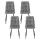 Artiss 4x Retro Dining Chairs, Grey PU Leather, Ergonomic Backrest, Metal Legs, 43x43x90cm, Perfect for Kitchen & Lounge