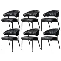 Artiss Yolanda Dining Chairs Set of 6 PU Leather Padded Metal Beige and Black