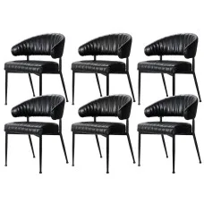 Artiss Yolanda Dining Chairs Set of 6 PU Leather Padded Metal Beige and Black
