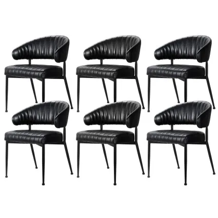 Artiss Yolanda Dining Chairs Set of 6 PU Leather Padded Metal Beige and Black