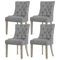 Artiss Cayes French Provincial Dining Chairs Set of 4 - Grey Linen, 13cm Cushion, Rubber Wood Legs, 1-Year Warranty