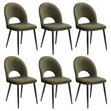Artiss Loren Dining Chairs Set of 6 Green Velvet Padded Seat with Metal Legs 150kg Capacity 48 x 48 x 81cm