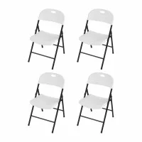 Gardeon 4 Pack Folding Outdoor Dining Chairs 120kg Polypropylene White Patio Garden Furniture