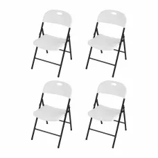 Gardeon 4 Pack Folding Outdoor Dining Chairs 120kg Polypropylene White Patio Garden Furniture
