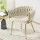 Artiss Velvet Dining Chair Beige, Hand-Woven Backrest, Armrests, Steel Legs, 63x50x69cm, 150kg Capacity