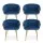 Artiss Set of 4 Velvet Dining Chairs - Blue - Hand-Woven Backrest, Solid Wood Frame, Steel Legs, 150kg Capacity